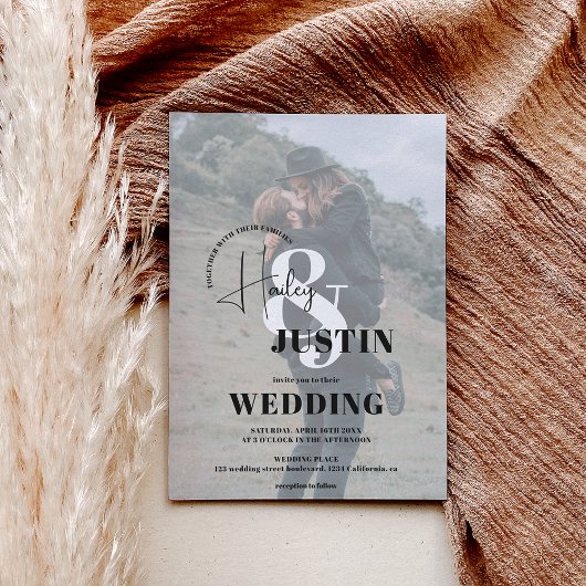 Hochzeit mit Minimalistischem Schwarz-weißem Foto Einladung