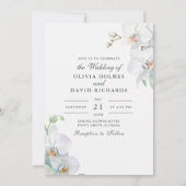 Hochzeit mit Minimalistischem weißem Orchid-Foto Einladung (Vorderseite)