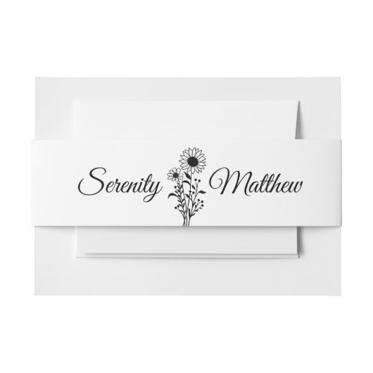 Hochzeit mit Minimalistischen Schwarz-weißen Sonne Einladungsbanderole (Vorderseite Beispiel)