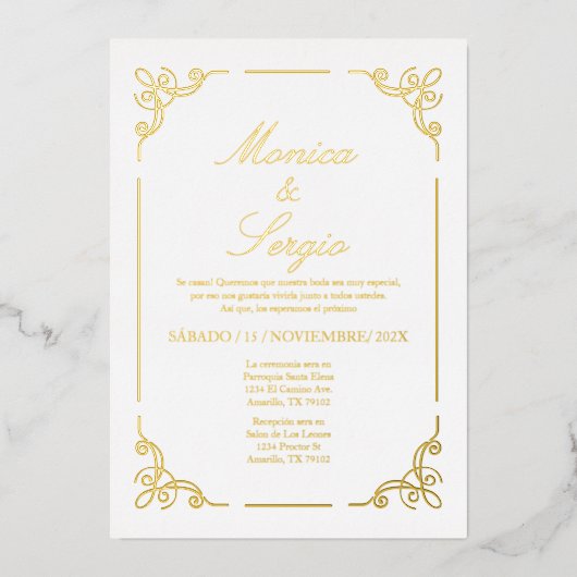 Hochzeit mit Minimalistischer Goldfolie Folieneinladung (Vorderseite)