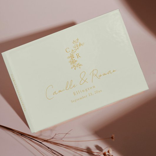 Hochzeit mit Mit Monogramm Kalligrafie mit Gold/Mi Gästebuch