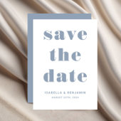 Hochzeit mit moderner Dusty Blue Typografy Save The Date