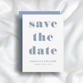 Hochzeit mit moderner Dusty Blue Typografy Save The Date