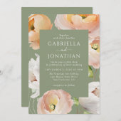 Hochzeit mit moderner Farbe Grün Einladung (Vorne/Hinten)