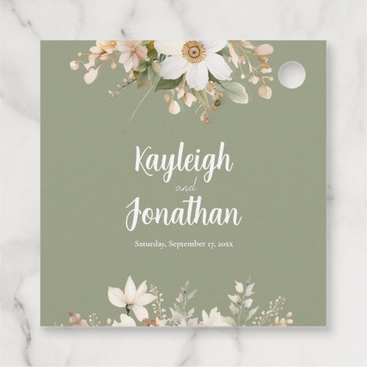 Hochzeit mit moderner Farbe Grün Geschenkanhänger (Rückseite)