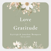 Hochzeit mit moderner Farbe Grün Quadratischer Aufkleber (Vorderseite)