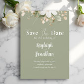 Hochzeit mit moderner Farbe Grün Save The Date