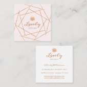 Hochzeit mit moderner geometrischer Rose aus Kupfe Quadratische Visitenkarte (Vorne/Hinten)