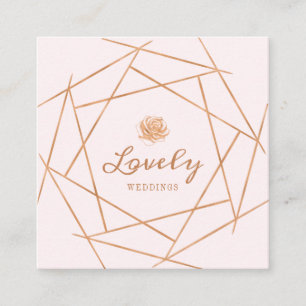 Hochzeit mit moderner geometrischer Rose aus Kupfe Quadratische Visitenkarte