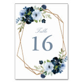 Hochzeit mit moderner Marine und hellblau Tischnummer (Rückseite)