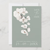 Hochzeit mit moderner Sage Green Orchid Save The Date (Vorderseite)