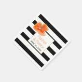 Hochzeit mit Mohnkorallen in Schwarz, Weiß und Str Serviette (Ecke)