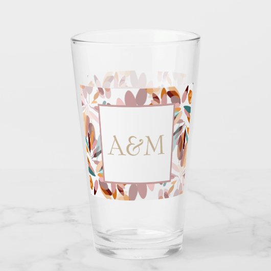 Hochzeit/Mit Monogramm Frühling Moderne Blumen Glas (Rückseite)