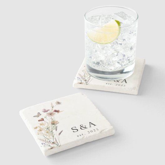 Hochzeit Mit Monogramm Untersetzer (Seitenansicht)