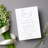 Hochzeit mit natürlichem Monogramm Dusty Blue Einladung