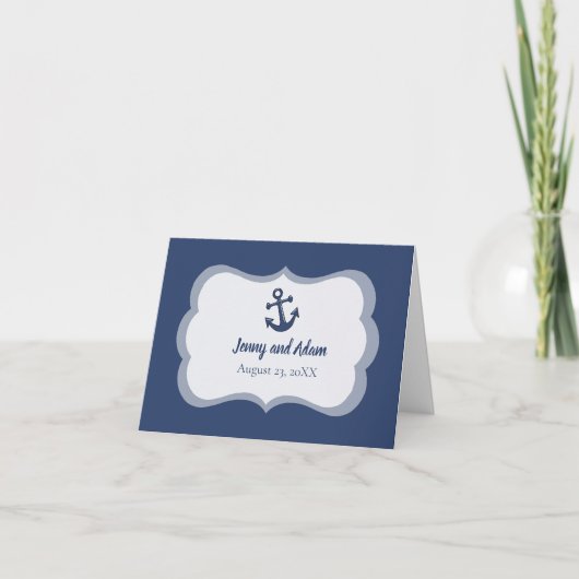 Hochzeit mit nautischem Anker  Dankeskarte (Vorderseite)