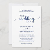 Hochzeit mit Navy Blue Simple Calligraphy Einladung (Vorderseite)