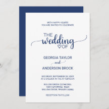 Hochzeit mit Navy Blue Simple Calligraphy