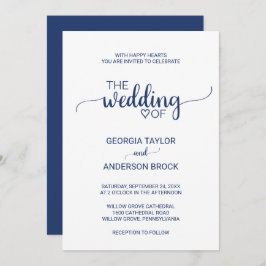 Hochzeit mit Navy Blue Simple Calligraphy Einladung
