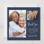 Hochzeit mit Navy White Floral Handwriting Vielen  Einladung (Vorderseite)