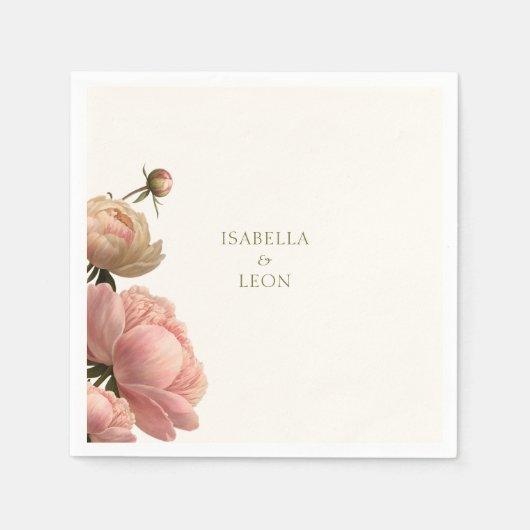 Hochzeit mit Olivenöl und Rose Serviette (Vorderseite)