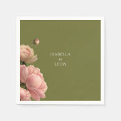 Hochzeit mit Olivenöl und Rose Serviette (Vorderseite)