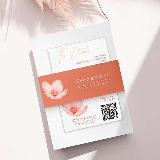 Hochzeit mit orangefarbenem Goldblumen Einladungsbanderole