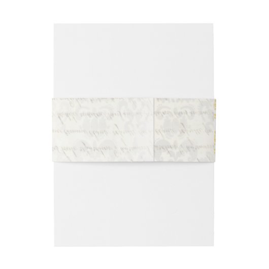 Hochzeit mit Pergament, Gold und weißen Damast Einladungsbanderole (Rückseitenbeispiel)