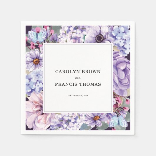 Hochzeit mit Personalisierter Wasserfarbe Serviette (Vorderseite)