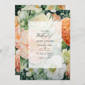 Hochzeit mit Pfirsich, Weiß und Grün Einladung (Vorne/Hinten)