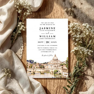Hochzeit mit QR-Code für das Reiseziel ROME Italie Einladung