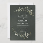 Hochzeit mit QR-Code in Zwielicht-Grün-Rustikal-El Einladung (Vorderseite)
