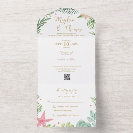 Hochzeit mit QR Code UAWG All In One Einladung (Innen Boden)