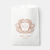 Hochzeit mit Rambling Rose Terrakotta-Monogrammwap Geschenktütchen (Vorderseite)