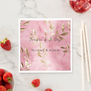 Hochzeit mit rosa goldenen Blättern Serviette