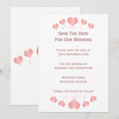 Hochzeit mit rosa Herzdesign Save The Date (Vorne/Hinten)