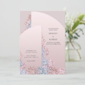 Hochzeit mit rosa, rosa, staubigen Hyazinthen Einladung (Stehend Vorderseite)