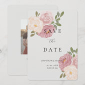 Hochzeit mit rosa Rose - Termin vormerken Save The Date (Vorne/Hinten)