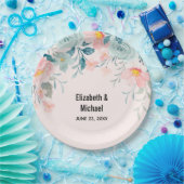 Hochzeit mit rosa und grüner Blüte Pappteller (Party)