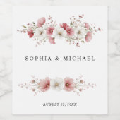 Hochzeit mit rosa Wildblumen Weinetikett (Einzelnes Label)