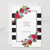 Hochzeit mit rote Rose und schwarzem Streifen Einladung (Rückseite)