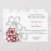 Hochzeit mit rotem Blumen Einladung (Vorne/Hinten)