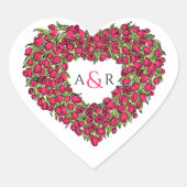 Hochzeit mit roten Tulpen Herz-Aufkleber (Vorderseite)