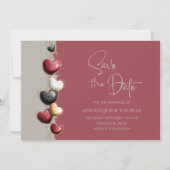Hochzeit mit roten und rosa Herzen - Save-the-Date Save The Date (Vorderseite)