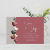 Hochzeit mit roten und rosa Herzen - Save-the-Date Save The Date (Stehend Vorderseite)