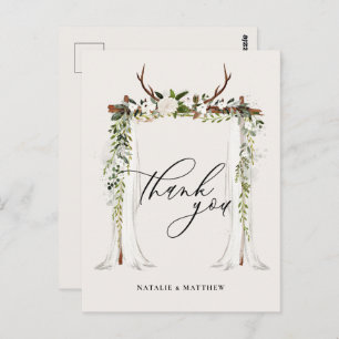Hochzeit mit rustikalem Antler und Aquarell Postkarte