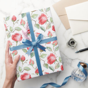 Hochzeit mit schönen roten Rosen Geschenkpapier