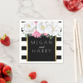 Hochzeit mit Schwarz-weißem Gold-Floral Serviette (Beispiel)