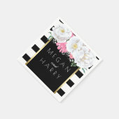 Hochzeit mit Schwarz-weißem Gold-Floral Serviette (Ecke)