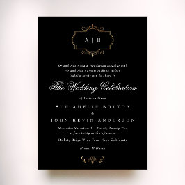 Hochzeit mit Schwarz-weißem Wappen Einladung